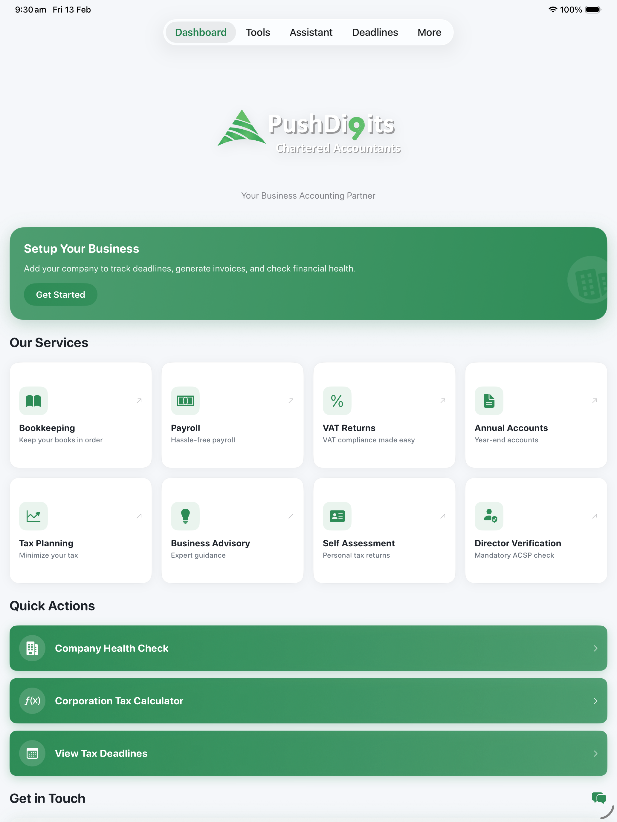 PushDigits App Dashboard